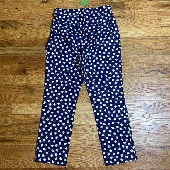 NWT KATE SPADE Cloud Dot Jacquard Pant Size 2 Navy And White Cropped Ankle Pant - Picture 5 of 12